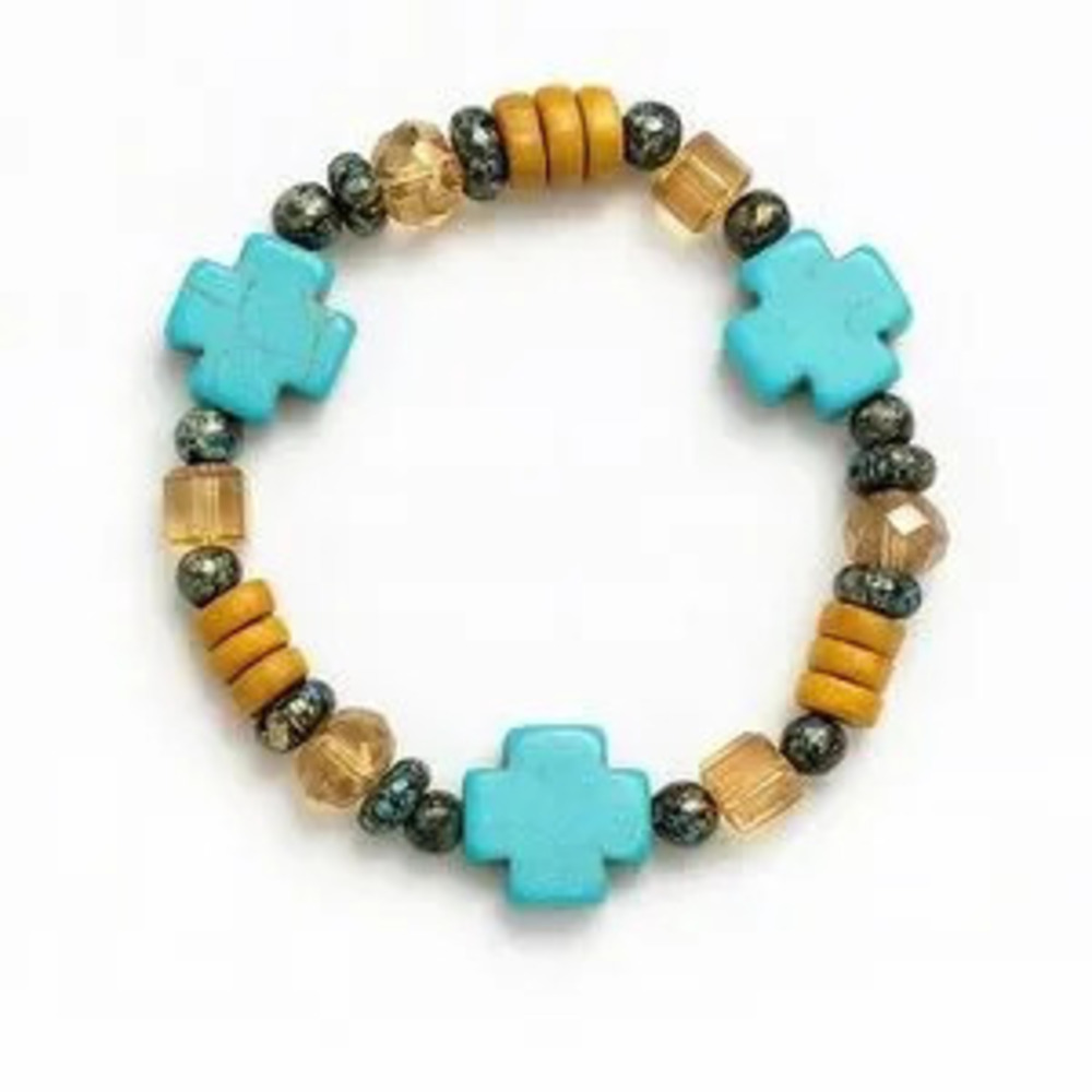 ?? Turquoise and Gold Beaded Bracelet